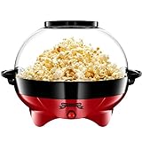 Gadgy Popcornmaschine - 800W Popcorn Maker mit Antihaftbeschichtung und Abnehmbarer Heizfläche - Stille und Schnelle, mit Zucker, Öl, Butter - Großer Inhalt 5 L
