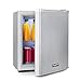 Klarstein Happy Hour - Minibar, Mini-Kühlschrank, Getränkekühlschrank, Kompression, Kühltemperatur: 5-15 °C, lautlos: 0 dB, LED-Licht, 19 Liter, silber
